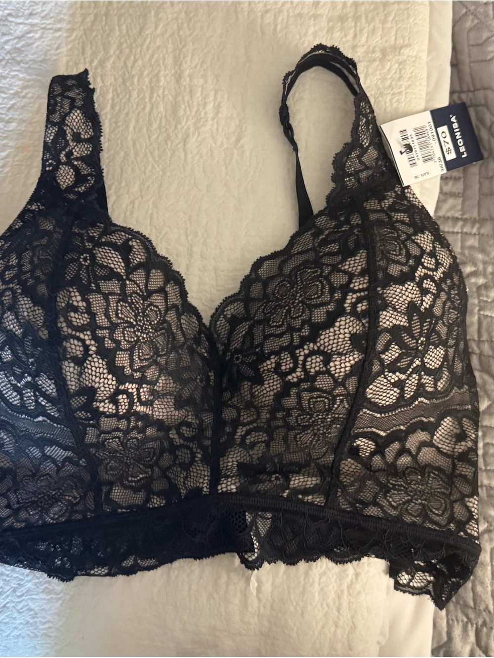 Luxe Lace Underwire Smoothing Bustier Longline Bralette - Black 38C